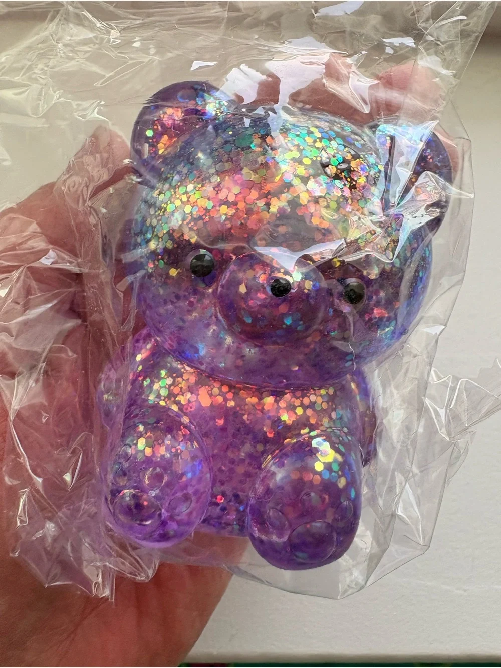 Purple Glitter Bear Squishy Toy by